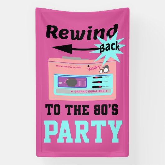 Terug naar de 80's terugspoelen spandoek (Verticaal)