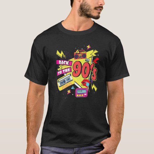 Terug naar de 90s Disco Radio en Techno Era Vin T-shirt (Voorkant)
