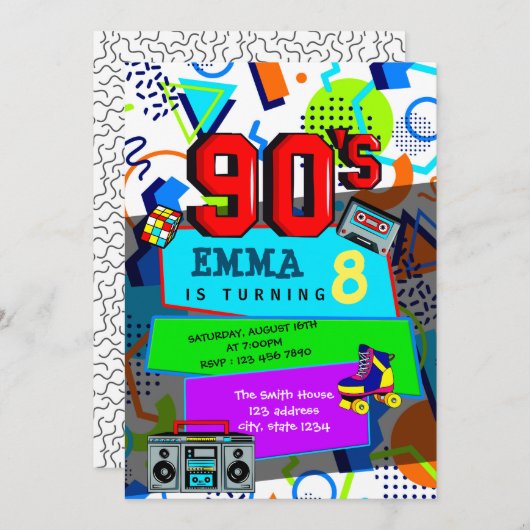 Terug naar de 90s feest uitnodiging (Voorkant / Achterkant)