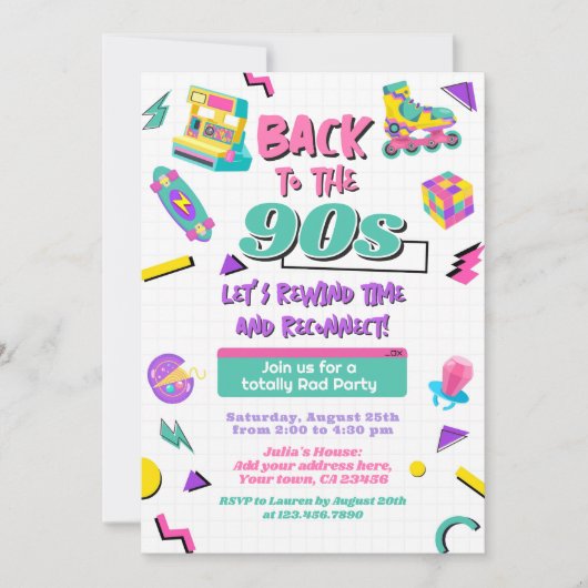 Terug naar de 90s reünie uitnodiging (Voorkant)