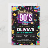 Terug naar de 90s verjaardag uitnodiging, 90s kaart (Voorkant)