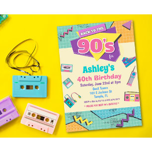 Terug naar de 90s verjaardagsuitnodiging kaart
