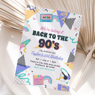 Terug naar de 90s verjaardagsuitnodiging kaart