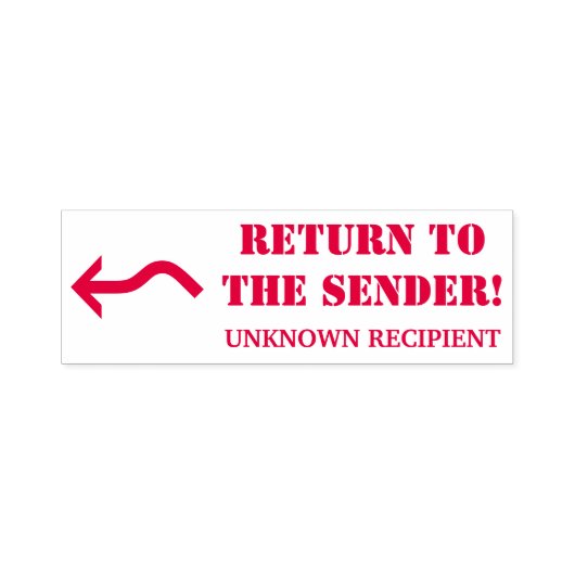 "Terug naar de afzender!" "ONBEKENDE ONTVANGER" Zelfinktende Stempel (Design)