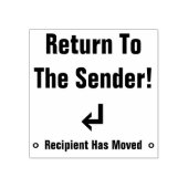 "Terug naar de afzender!" "Ontvanger is verhuisd" Rubberstempel (Afrduk)