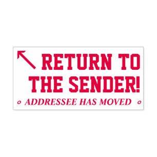 "Terug naar de afzender!" Rubber Stempel