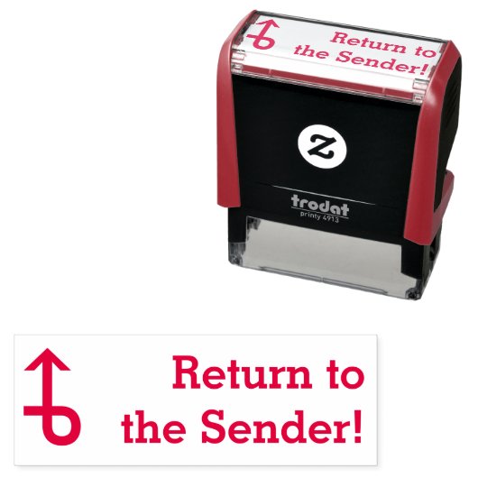 "Terug naar de afzender!" Rubber Stempel (In situ)