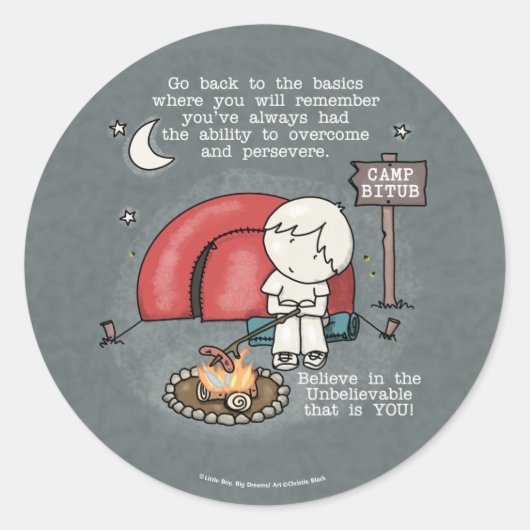 Terug naar de basiskennis ronde sticker (Voorkant)