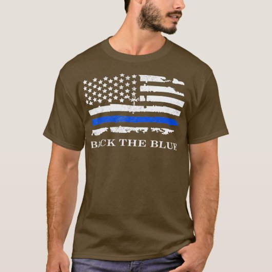 Terug naar de Blue American Flag Police Support Th T-shirt (Voorkant)