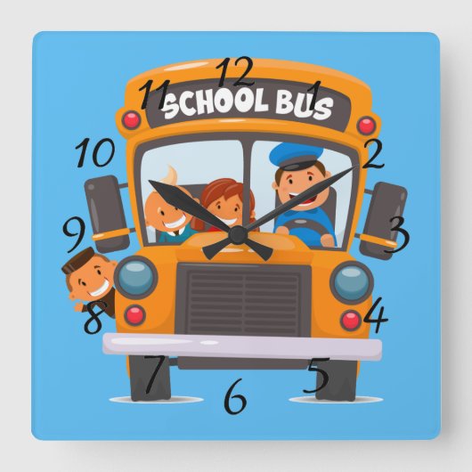Terug naar de Bus van de School Vierkante Klok (Voorkant)