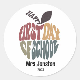 Terug naar de eerste schooldag van de leraar Apple Ronde Sticker