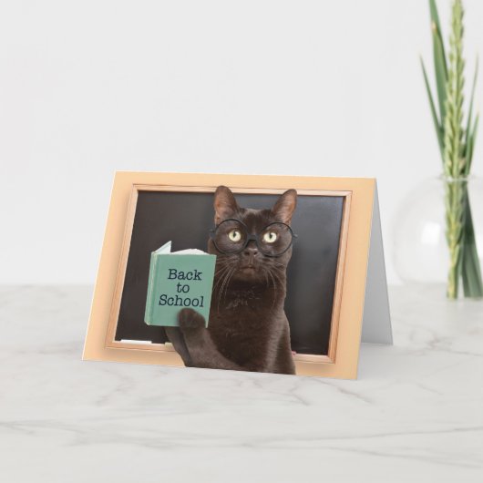 Terug naar de Humor van het schoolkattenboek Feestdagen Kaart (Voorkant)