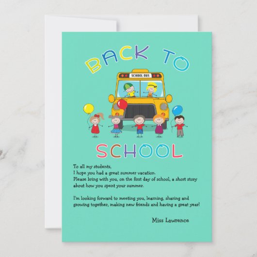 Terug naar de Ice Breaker Notecard van de leerkrac Kaart (Voorkant)