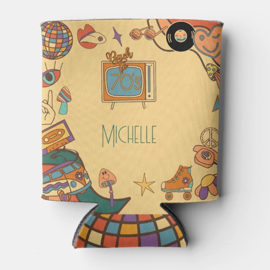 Terug naar de jaren 70 retro groovy blikjeskoeler (Voorkant)