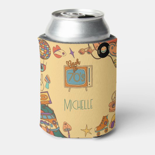 Terug naar de jaren 70 retro groovy blikjeskoeler (Blikje Achterkant)