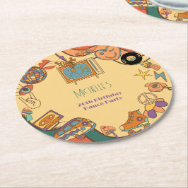 Terug naar de jaren 70 retro groovy volwassenen ve ronde kartonnen onderzetter