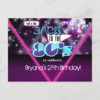 TERUG NAAR DE JAREN 80 Glam Dance Party Uitnodigin