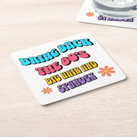 Terug naar de jaren 80 kartonnen onderzetters (Schuin)