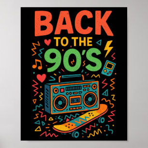 Terug naar de jaren 90 - 90 Retro Vintage Old Scho Poster