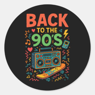 Terug naar de jaren 90 - 90 Retro Vintage Old Scho Ronde Sticker