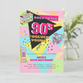 Terug naar de jaren 90 Funky Retro Neon 30e verjaa Kaart (Staand voorkant)