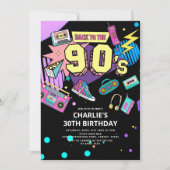 Terug naar de jaren 90 Moderne Retro Neon 30e verj Kaart (Voorkant)