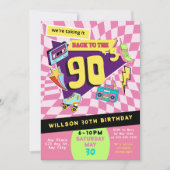 Terug naar de jaren 90 Moderne Retro Neon 30e verj Kaart (Voorkant)