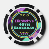 Terug naar de jaren 90 Retro Verjaardag Poker Chips (Achterkant)