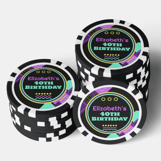 Terug naar de jaren 90 Retro Verjaardag Poker Chips (Opstapeling)