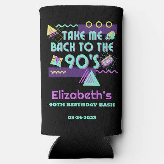 Terug naar de jaren 90 Retro Verjaardag Seltzer Blikjeskoeler (Achterkant)