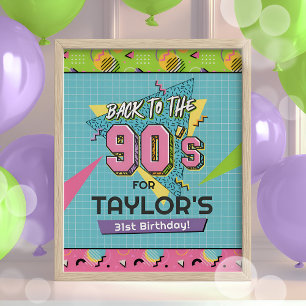 Terug naar de jaren '90 Verjaardagsfeestje Poster