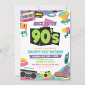 Terug naar de jaren '90 Verjaardagsfeestje Uitnodi Kaart (Voorkant)