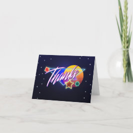 Terug naar de jaren tachtig Neon Thank You Card Bedankkaart