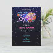 Terug naar de jaren tachtig Neon Uitnodiging (Staand voorkant)