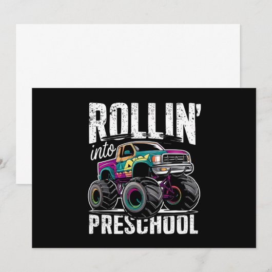 Terug naar de kleuterklas met monstertruck kaart (Voorkant / Achterkant)