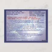 TERUG NAAR DE LICHTE artiest Collector Card Briefkaart (Achterkant)