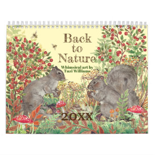 Terug naar de natuur Dier Illustraties Cute Whimsi Kalender