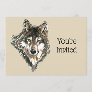 Terug naar de Natuur, Wolf, Animal Birthday Invite Kaart