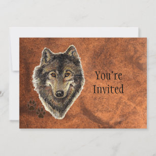Terug naar de Natuur, Wolf, Animal Birthday Invite Kaart