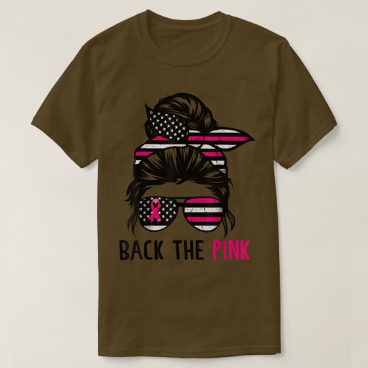 Terug naar de Pink Ribbon Bun American Flag Breas T-shirt (Design voorkant)