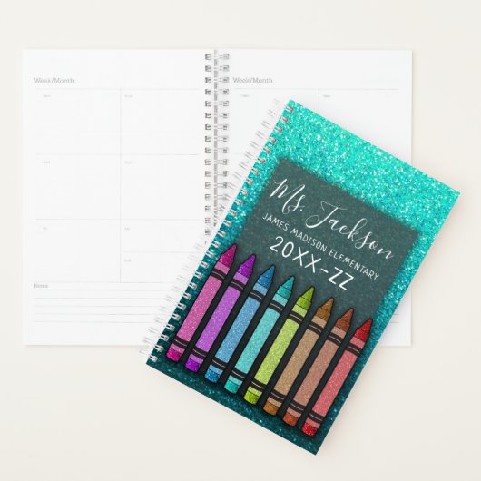 Terug naar de Rainbow Glitter Crayons van leraar Planner (Display)