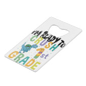 Terug naar de school ben ik klaar om de eerste gra creditkaart flessenopener (Voorkant Gekanteld)