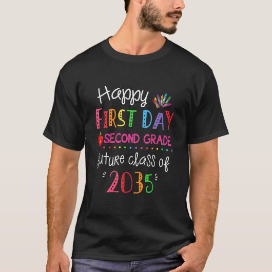 Terug naar de School Happy First Day 2e Grade Futu T-shirt (Voorkant)
