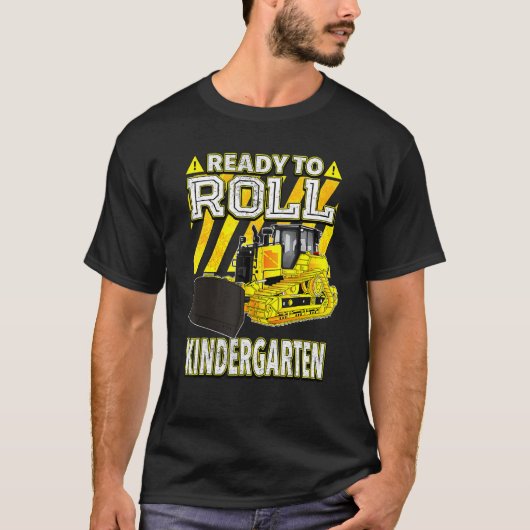 Terug naar de schoolbulledozer klaar voor het roll t-shirt (Voorkant)