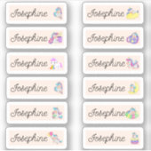 Terug naar de schoolUnicorn Naam Stickers (Voorkant)