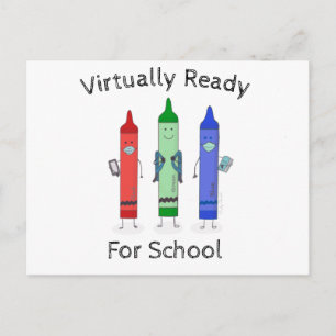 Terug naar de schoolwagens met maskers briefkaart