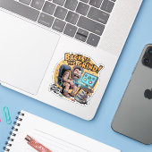 Terug Naar De Slijpsteen Grappige Holbewoner Lapto Sticker (Laptop met iPhone)
