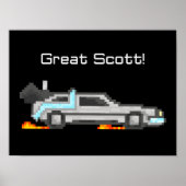 Terug naar de toekomst Pixel Art Delorean 8bit Poster (Voorkant)