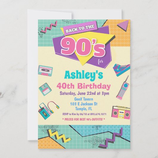 Terug naar de uitnodiging van 90 's avonds (Voorkant)