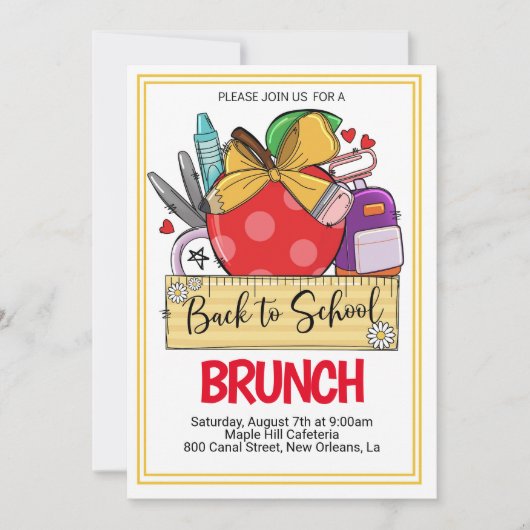 Terug naar de uitnodiging van School Brunch (Voorkant)